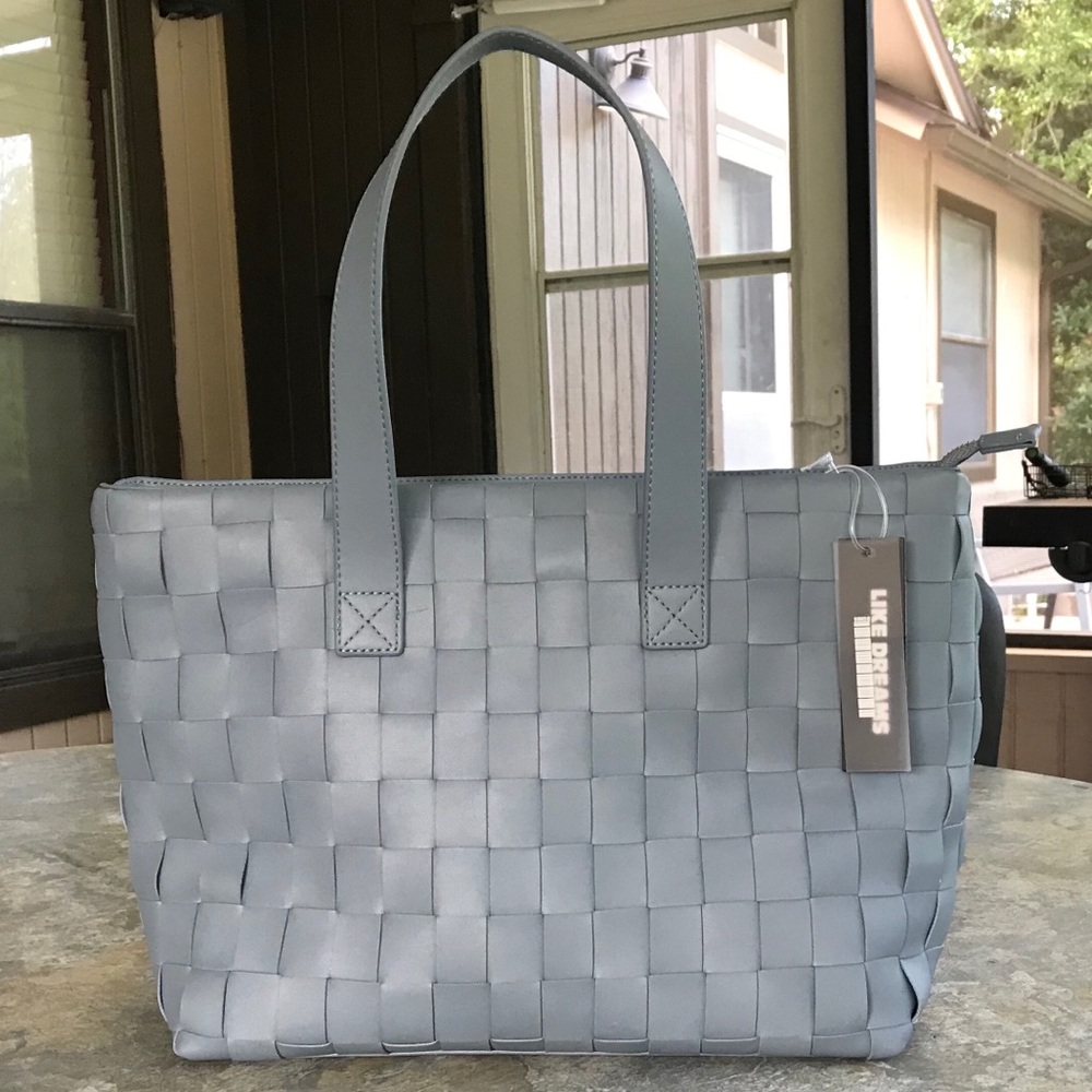 Like Dreams Handbag, Woven Design, Blue Grey, NWT